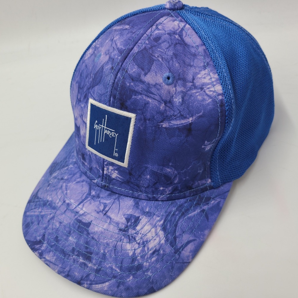 Guy Harvey Hat Fitted (Seems M-L) Mesh Blue Purple Camo Fishing Outdoors Men